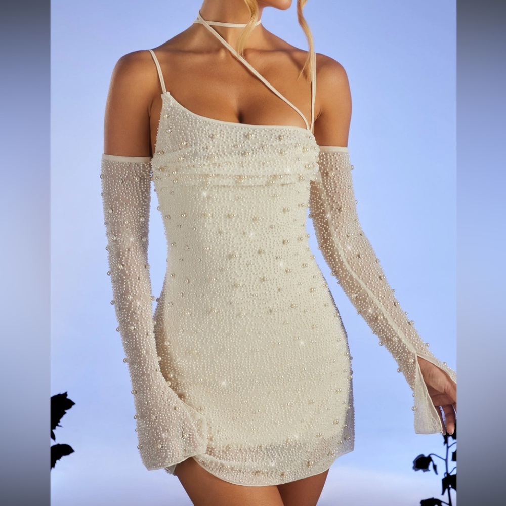 Ivory Embellished Corset Mini Dress